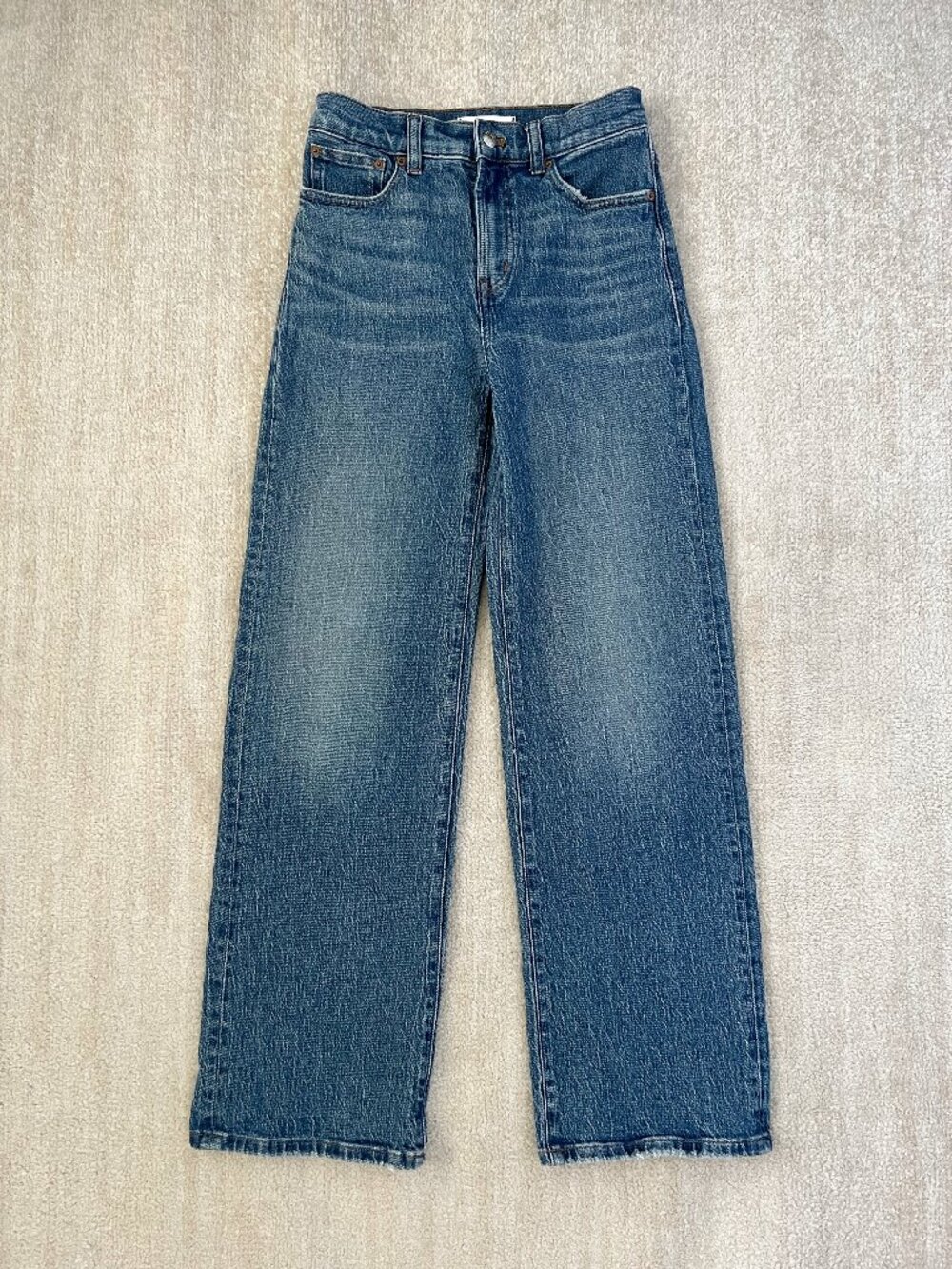 Madewell The Perfect Vintage Wide Leg High Rise Blue Denim Jeans 25